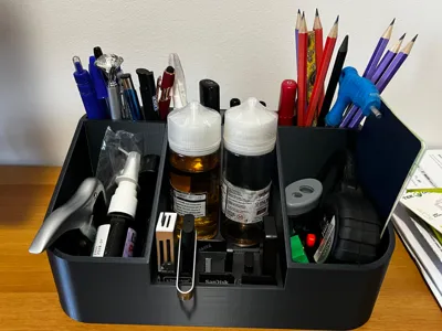 Desk organizer with vaping, usb, sd  cards spaces