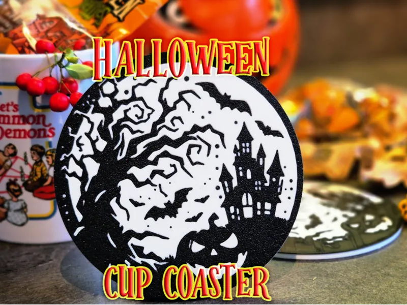 Halloween spooky cup coaster with and no AMS vers