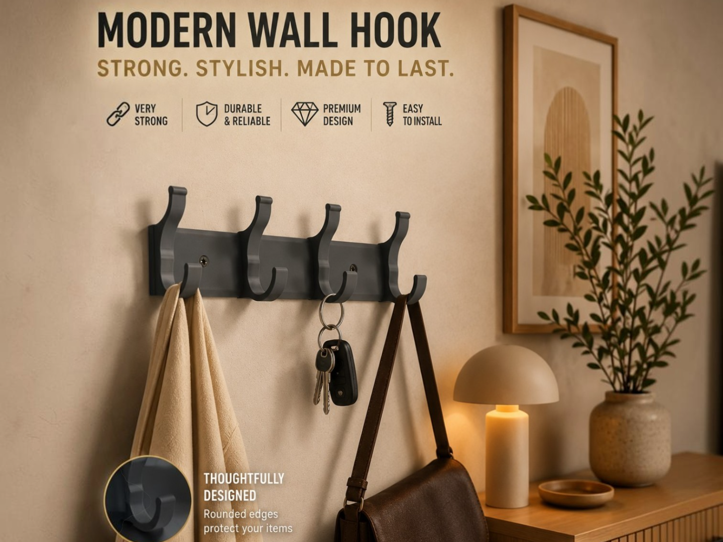 Modern Wall Hook Rack |Strong Designer Coat Hanger