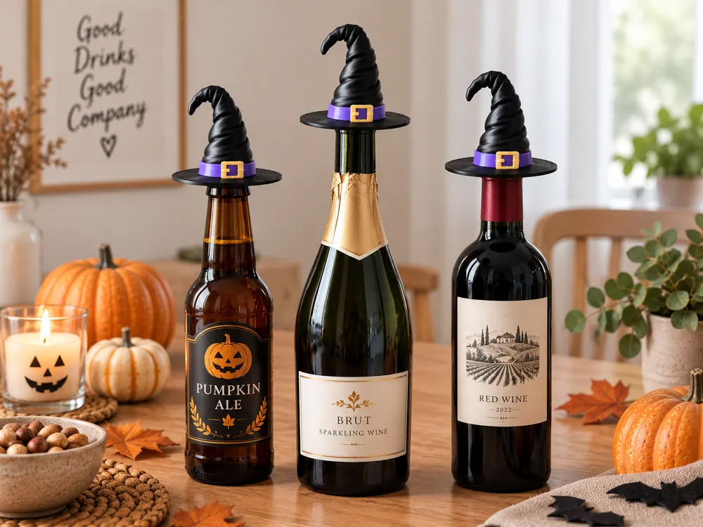 Witch Hat Bottle Topper – Halloween Bottle Decor - 1