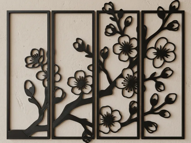 Cherry Blossom 4-Panel Wall Art