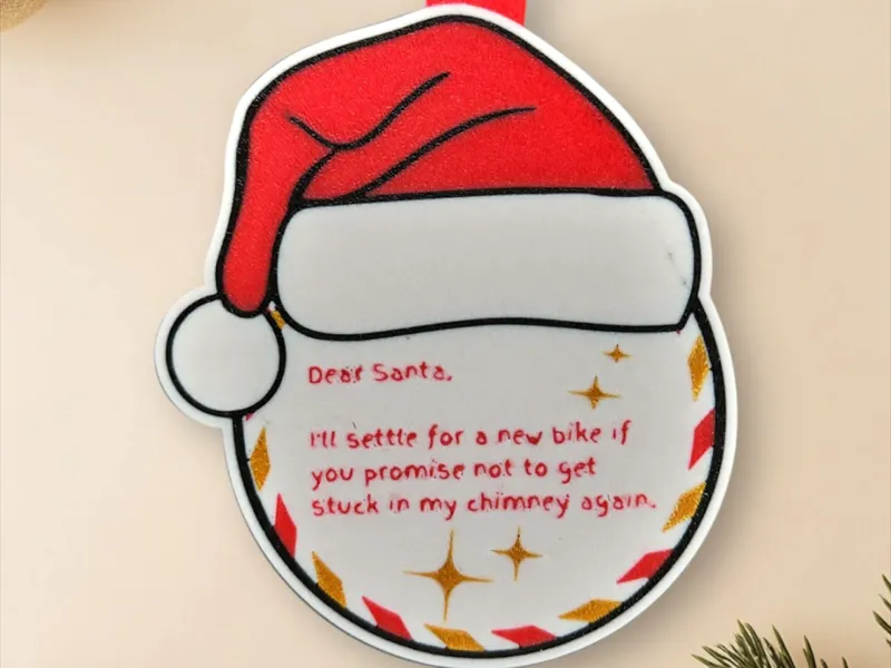 Dear Santa Hangin Ornament & Coaster. AMS 4 COLORS