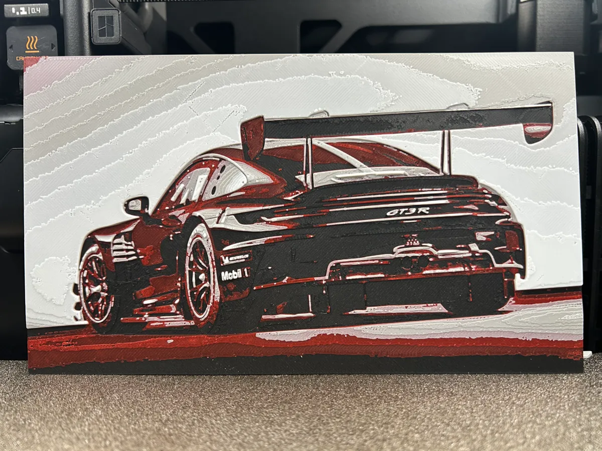 Porsche 911 GT3 R - Hueforge - Free 3D Print Model - MakerWorld