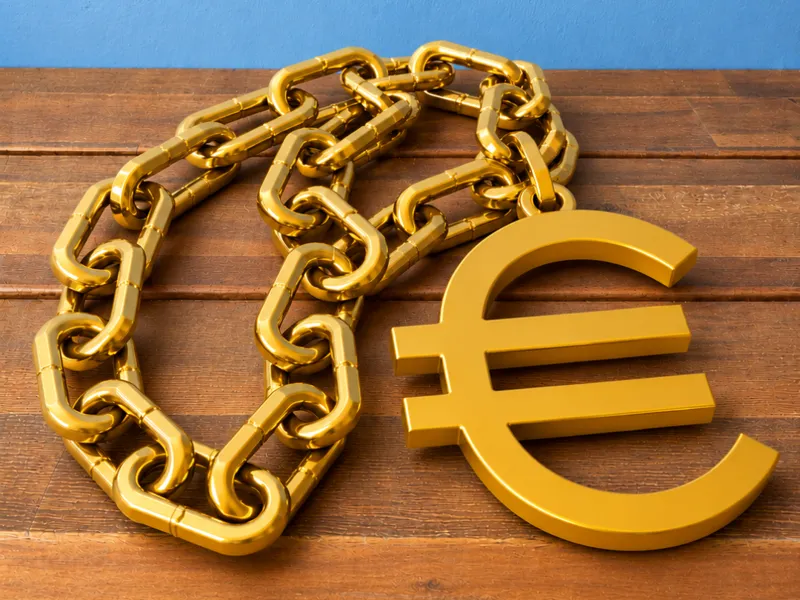 Big EURO golden sign necklace - Large gold chain €