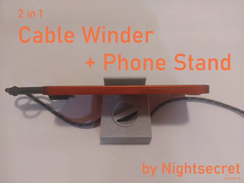 Print in Place Cable Winder/Organizer+Phone Stand