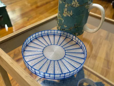 Blue patterned glass catch-all tray (AMS required)