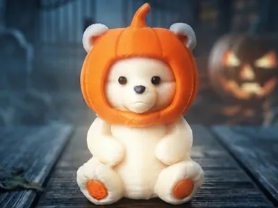 Small Pumpkin Bear for Halloween Table Decoration