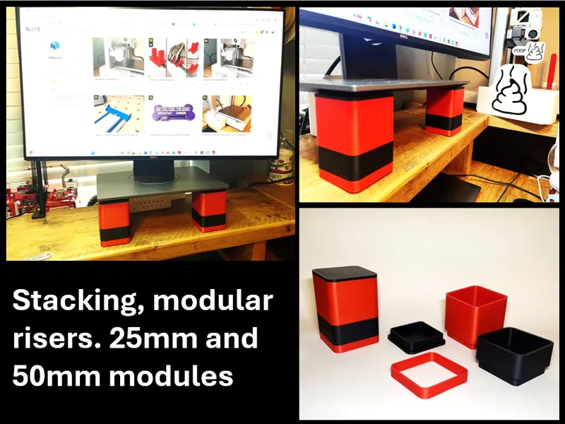 Stacking modular monitor risers. 25mm to infinity