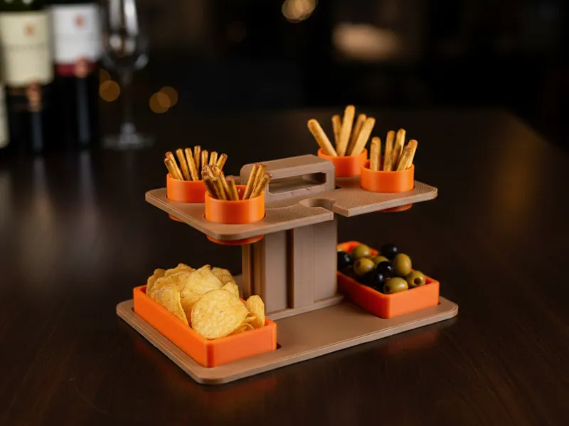 Vassoio-Tagliere per aperitivi con 2 porta calici 