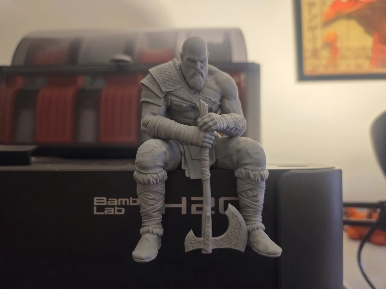 Sitting Kratos with Leviathan Axe - Edge Sitter view 2