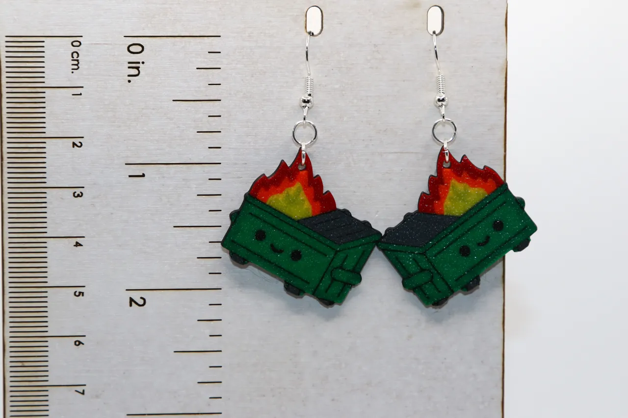 Dumpster Fire Earrings view 2