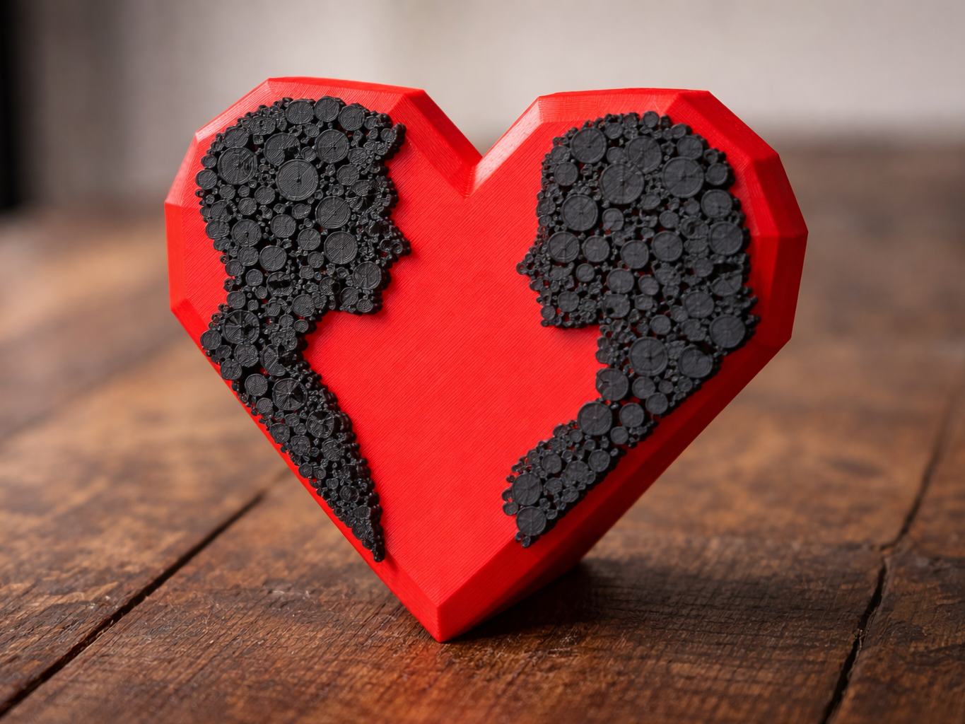 Couple Silhouette Heart with keyhole hanger