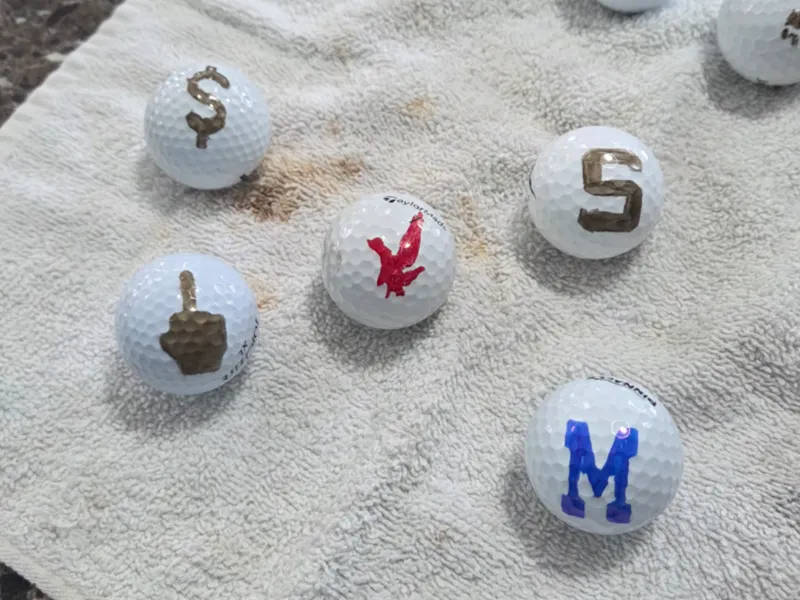 Golf Ball Markers Stencils Set with Keychain Holes