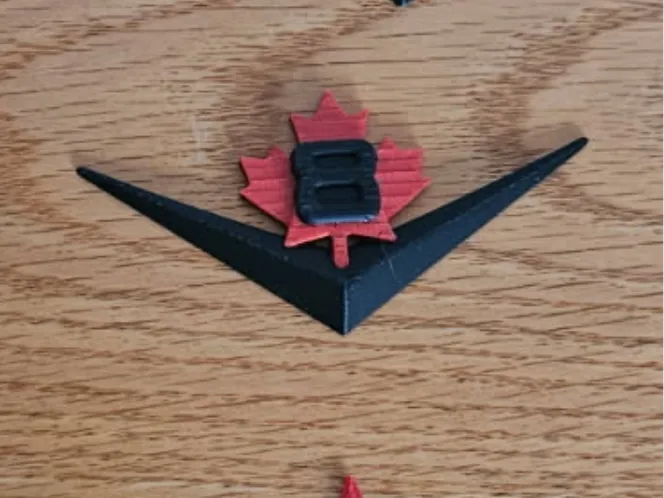 V8 oldschool car badge with maple leaf for Canada