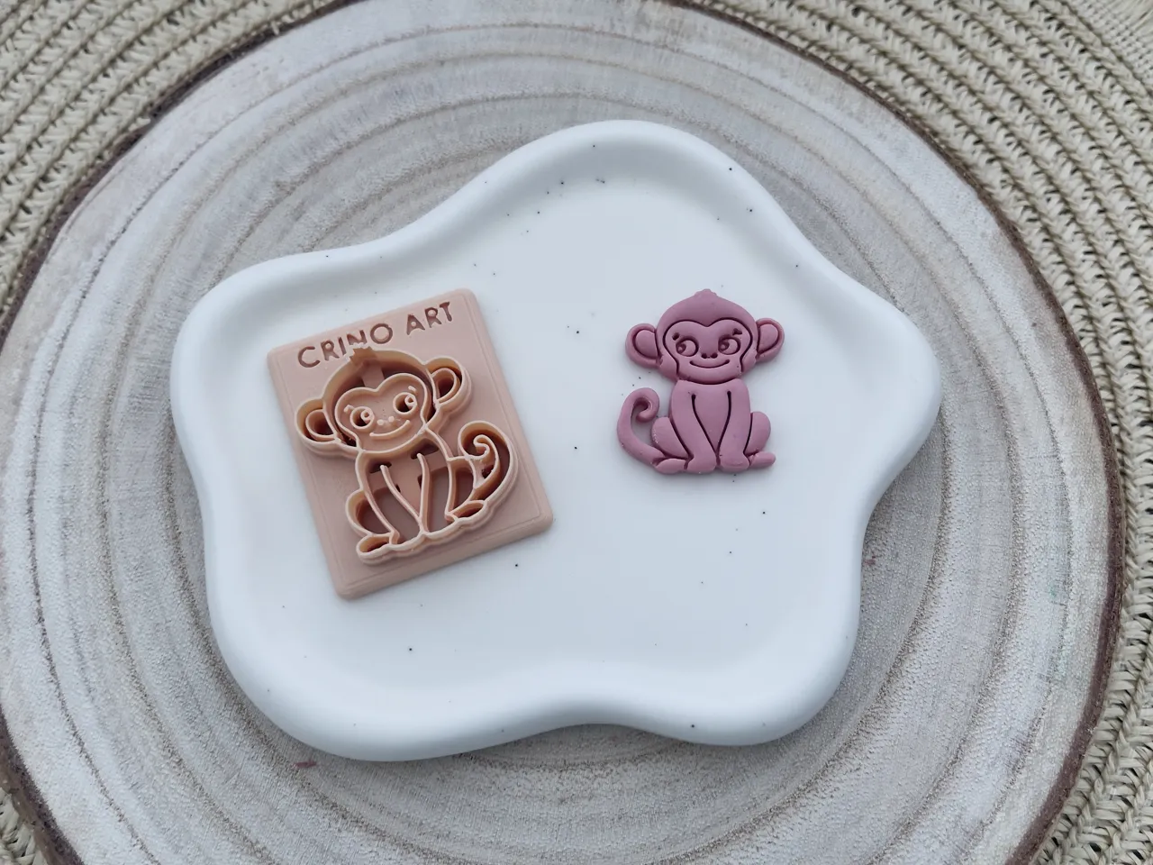 Monkey Polymer Clay Earrings Cutter view 2