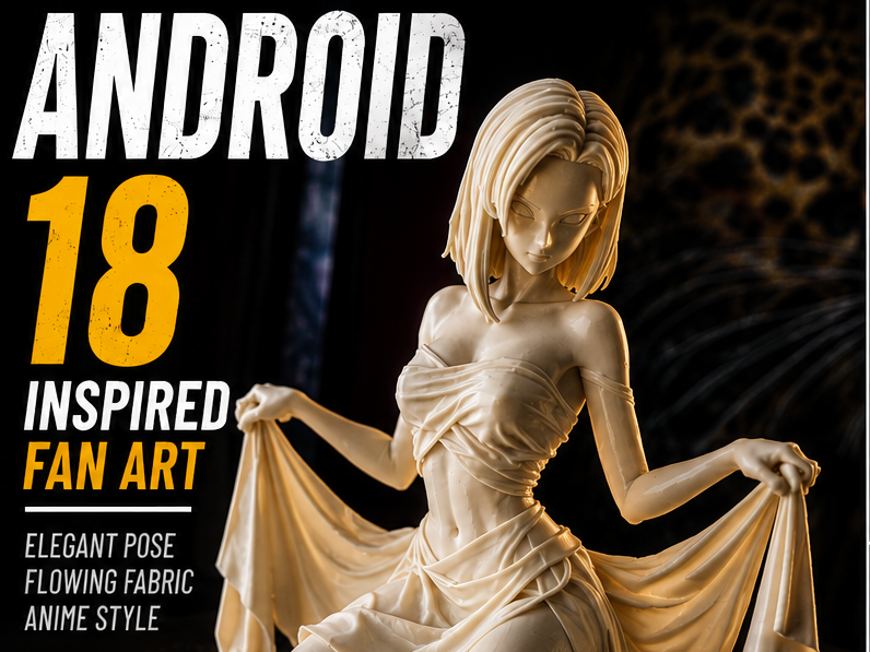Android 18 Inspired Anime Figure Elegant  Fan Art