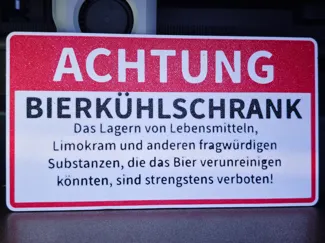 Achtung Bierkühlschrank Schild