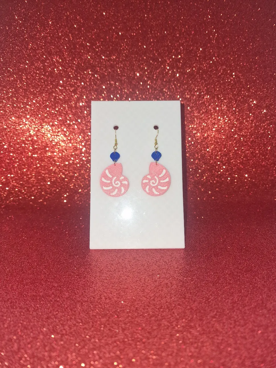 Pink Seashell earrings view 2