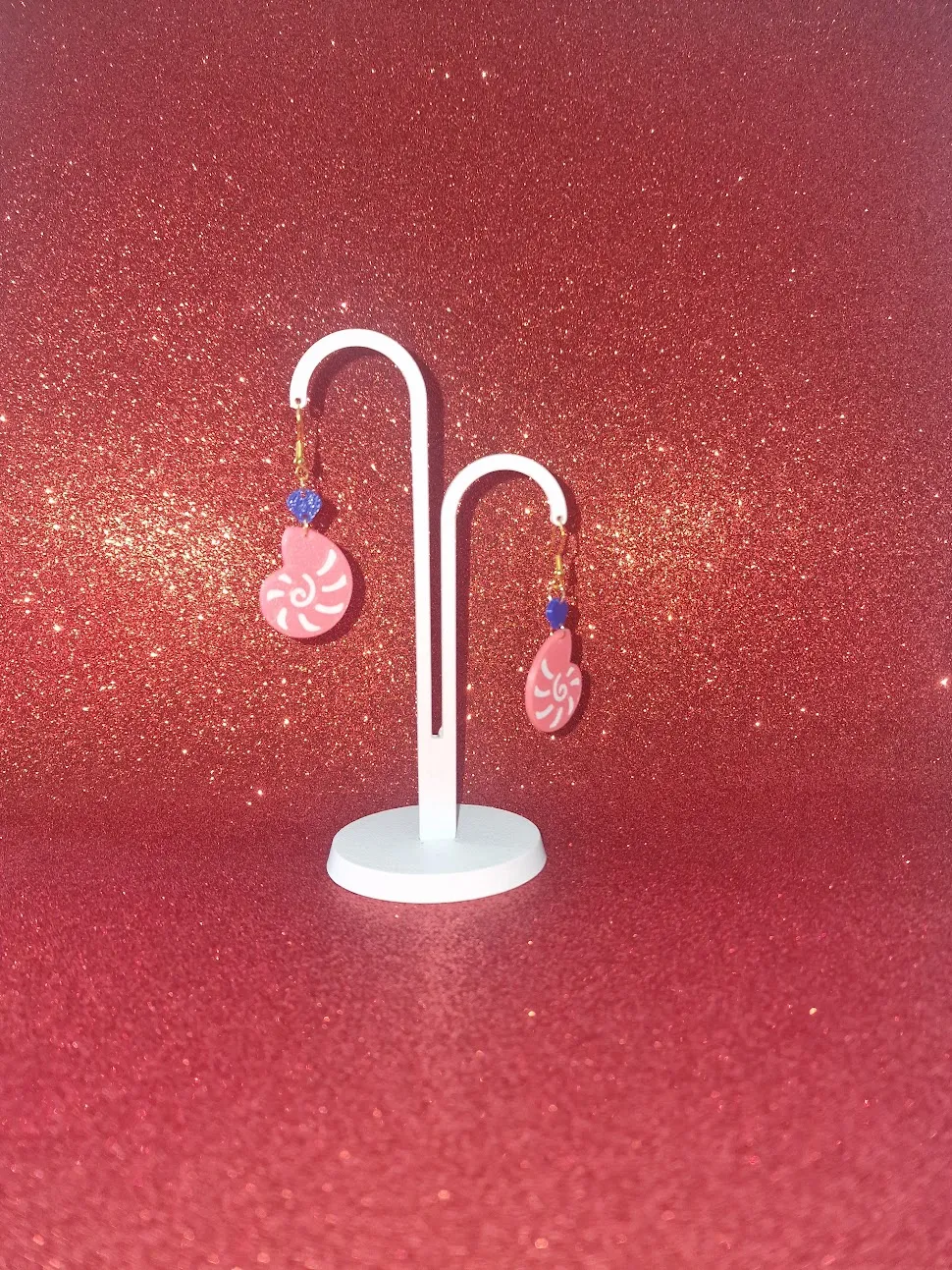 Pink Seashell earrings view 3