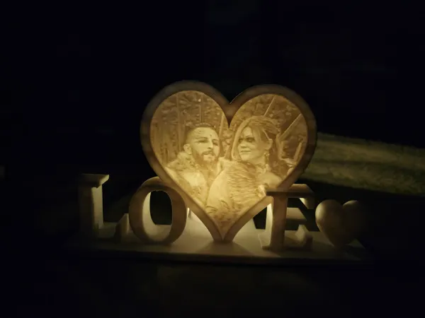 Lithophanie Saint-Valentin pour bougie