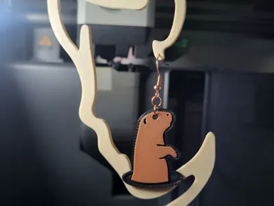 Groundhog peeping hole earring