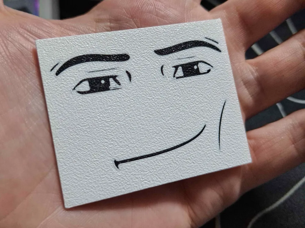 Modelo para impresión 3D: Roblox meme face. Referencia del modelo original.