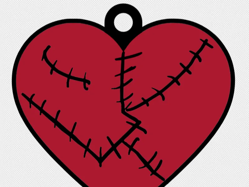 Pendiente arete corazón cicatrices halloween 2025