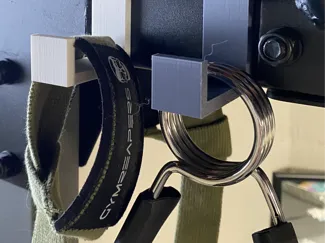 barbell collar and wrist strap holder for 3x3 rack