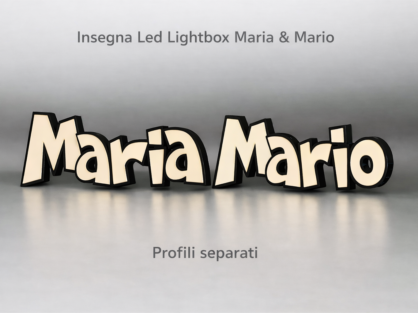 Insegna Led 3D Custom Lightbox - "Maria & Mario"