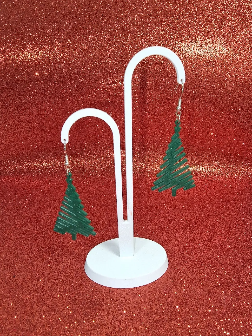 Green tree earrings view 3