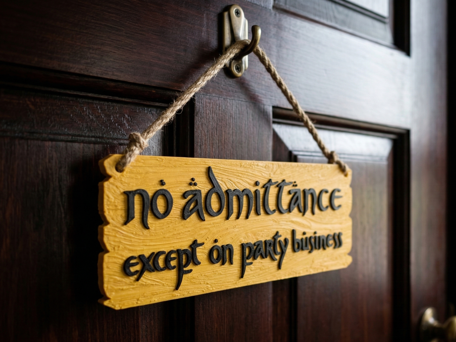No Admittance Sign LOTR w/ Wood-like Grain Texture