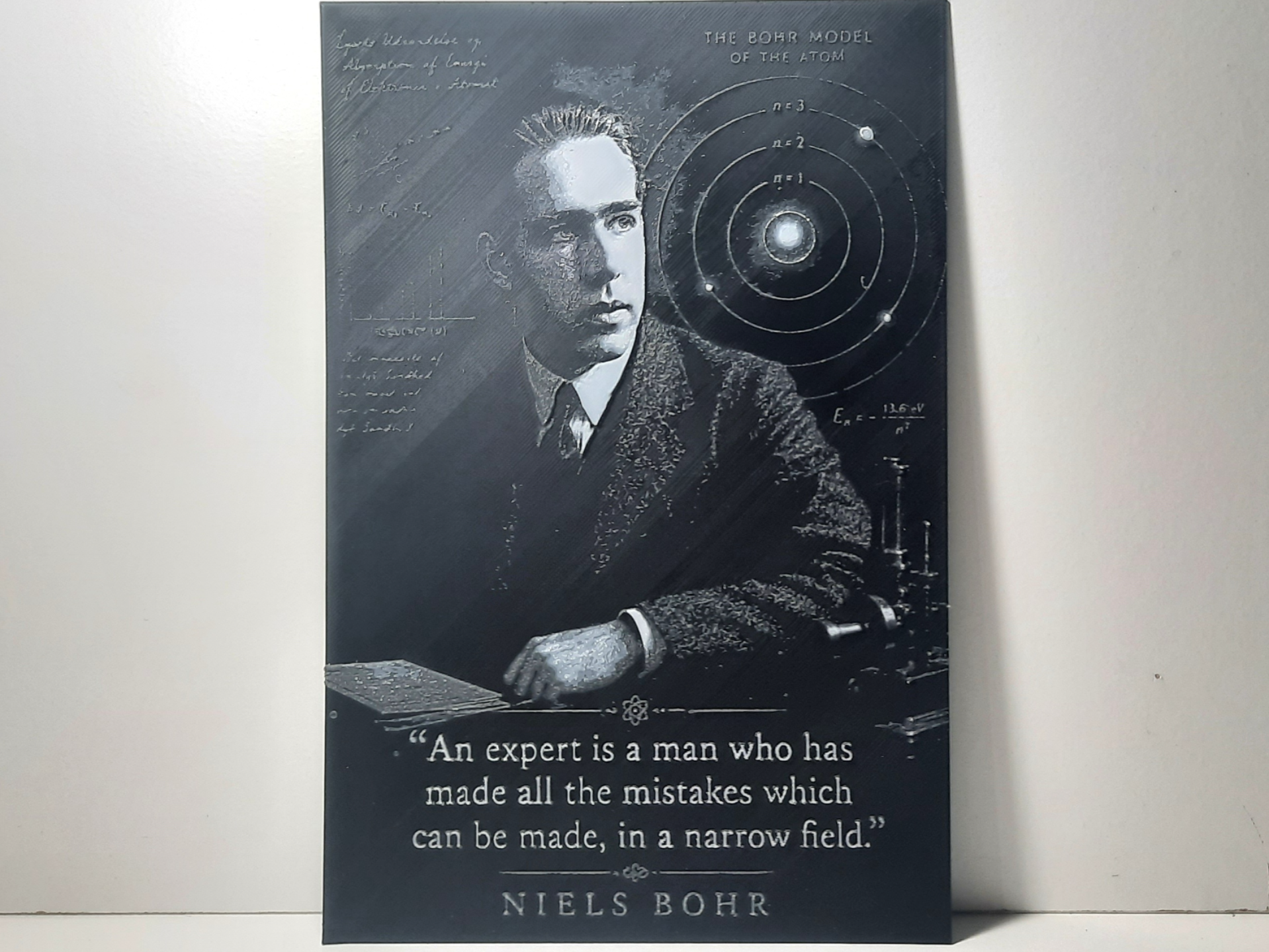 Niels Bohr Portrait Hueforge - 3-Color Grayscale