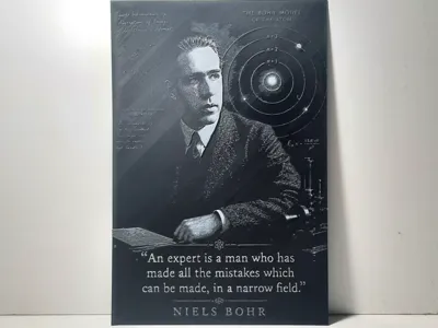 Niels Bohr Portrait Hueforge - 3-Color Grayscale