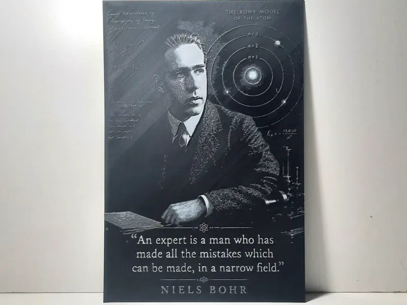 Niels Bohr Portrait Hueforge - 3-Color Grayscale