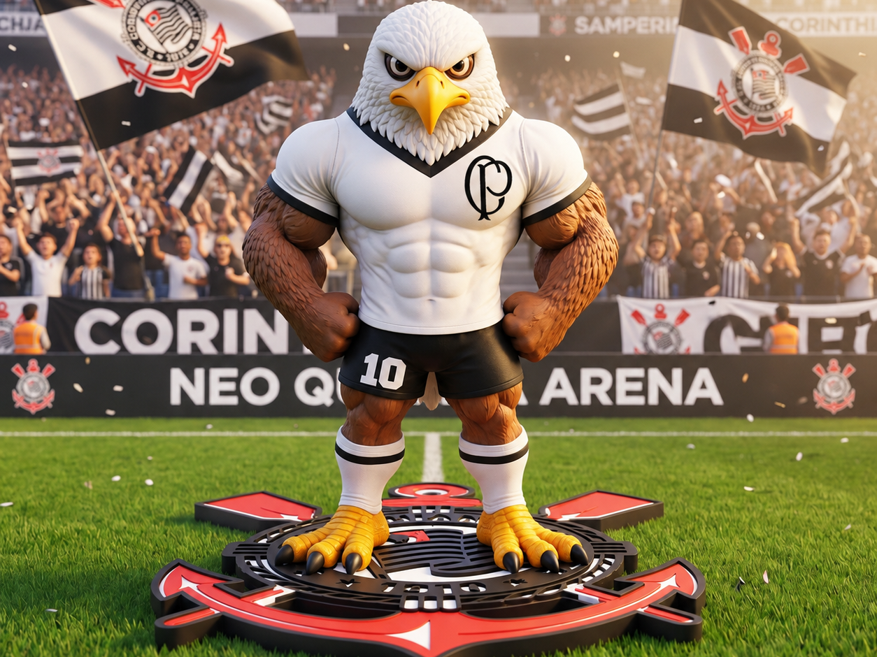 Mascote Gavião Corinthians 25 cm 80% No AMS 3D model