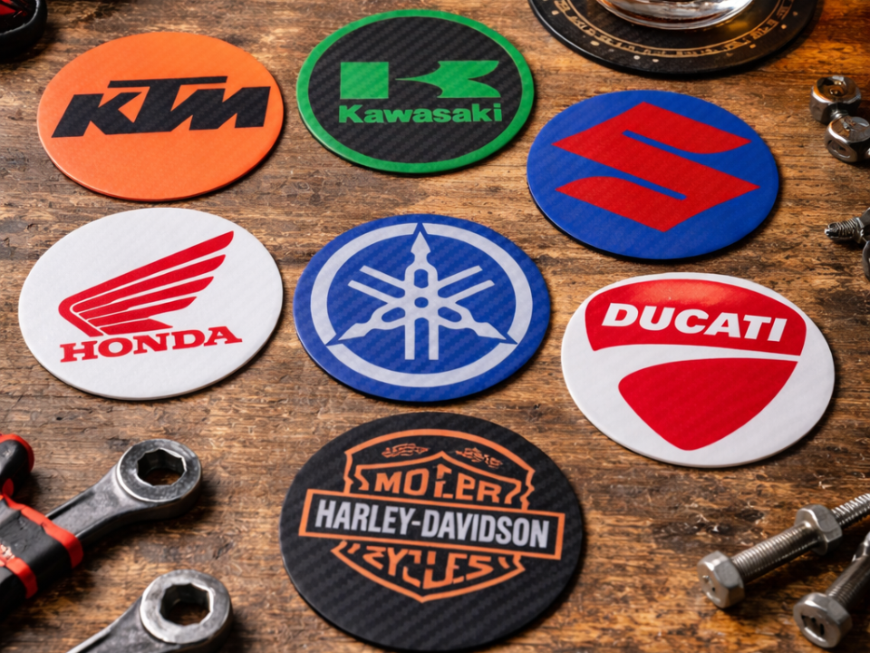 Sous verre au design de logos Motos
