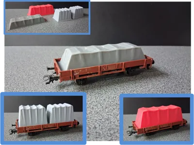 H0 Low-Side Wagon Tarpaulin Loads