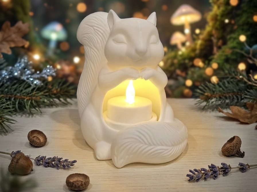 3 - Squirrel tea light candle holder, decorative 