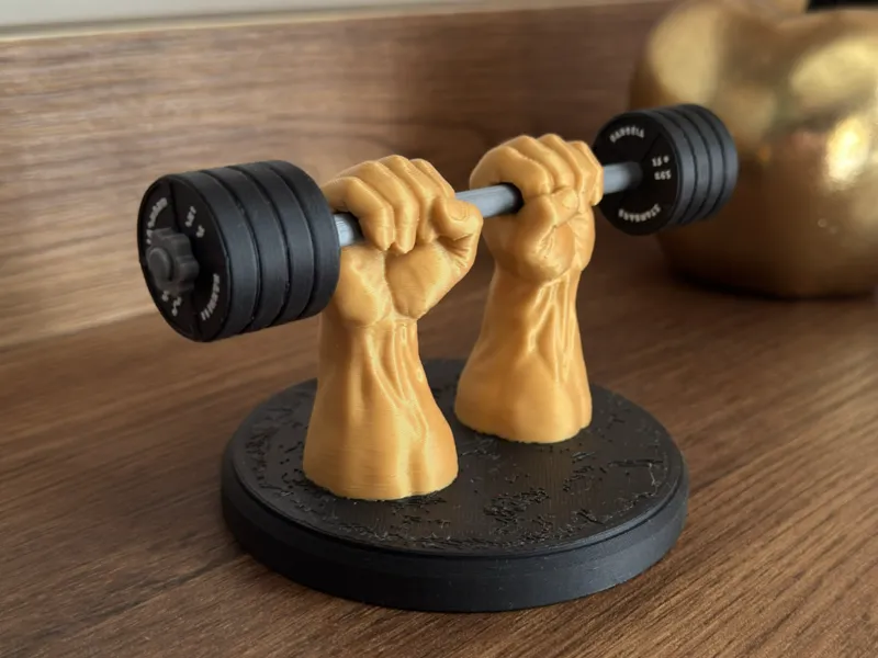 Iron Grip – Barbell Arms Desk Decor