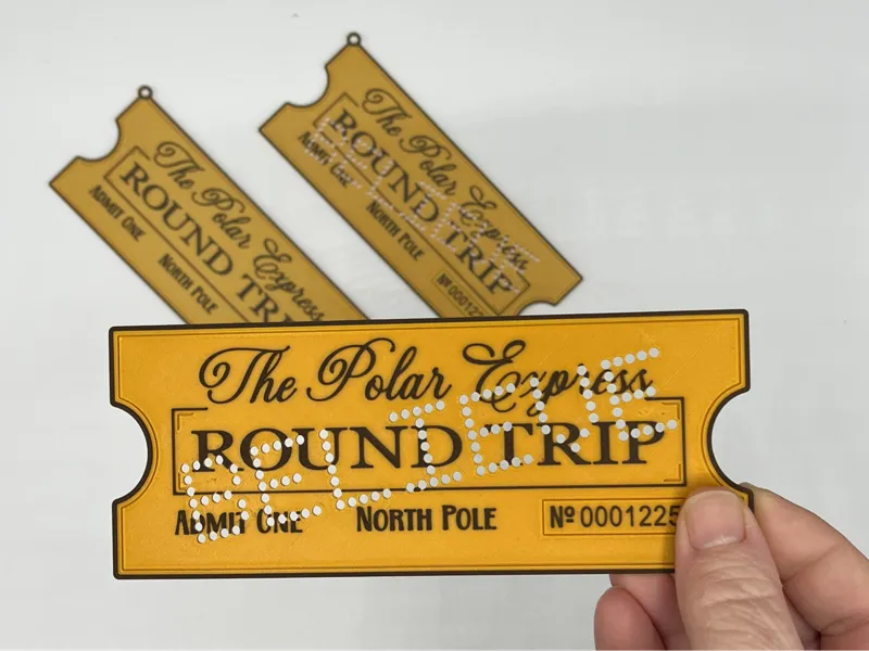 Polar Express Ticket Ornament Punched with BELIEVE