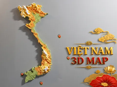 Escenografía en miniatura: Viet Nam 3D Topographic Map — referencia de MakerWorld