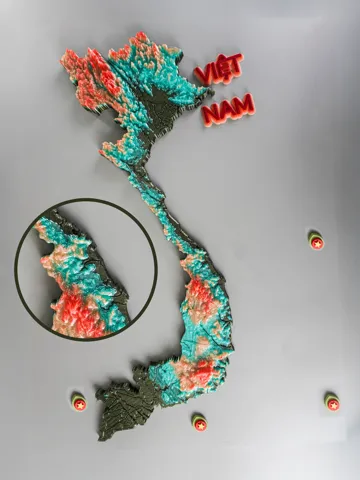 Escenografía en miniatura: Viet Nam 3D Topographic Map — vista de referencia 4