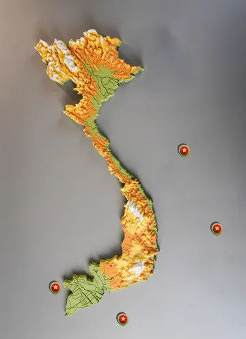 Escenografía en miniatura: Viet Nam 3D Topographic Map — vista de referencia 3