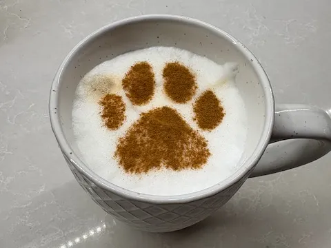Lot de 3 pochoirs à café thème pattes de chien