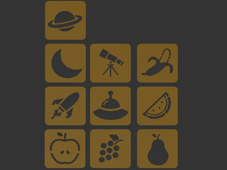 Fruit & Space Themed Stencil Cards for Children