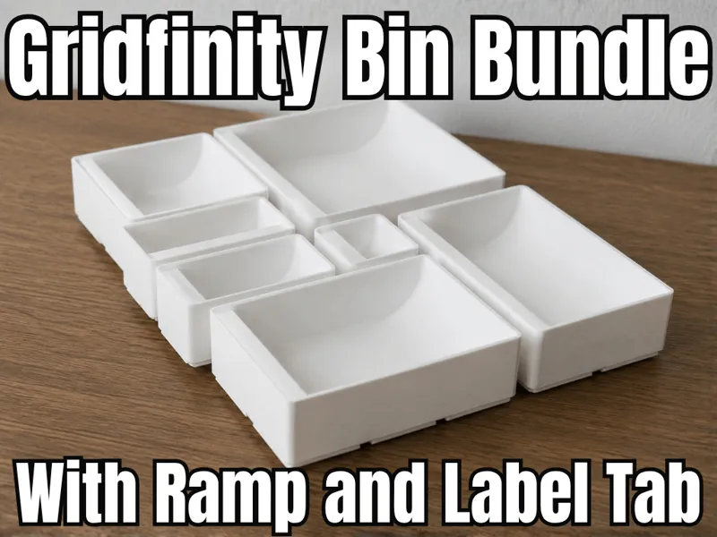 Gridfinity Bin Bundle - With Ramp and Label Tab