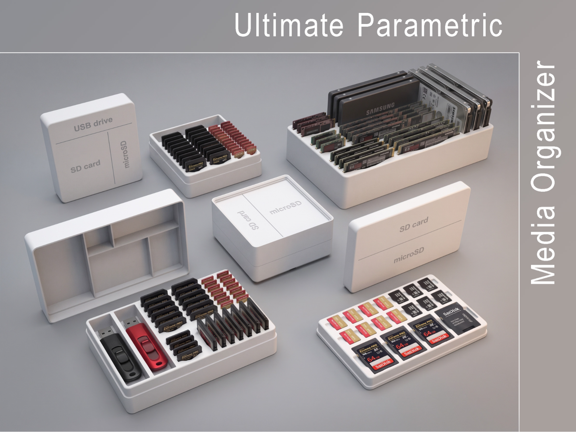Ultimate Parametric Memory Card & Media Organizer - 3D printed Organizers, in stock in India