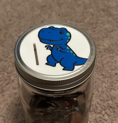 Dino Mason Jar Piggy Bank