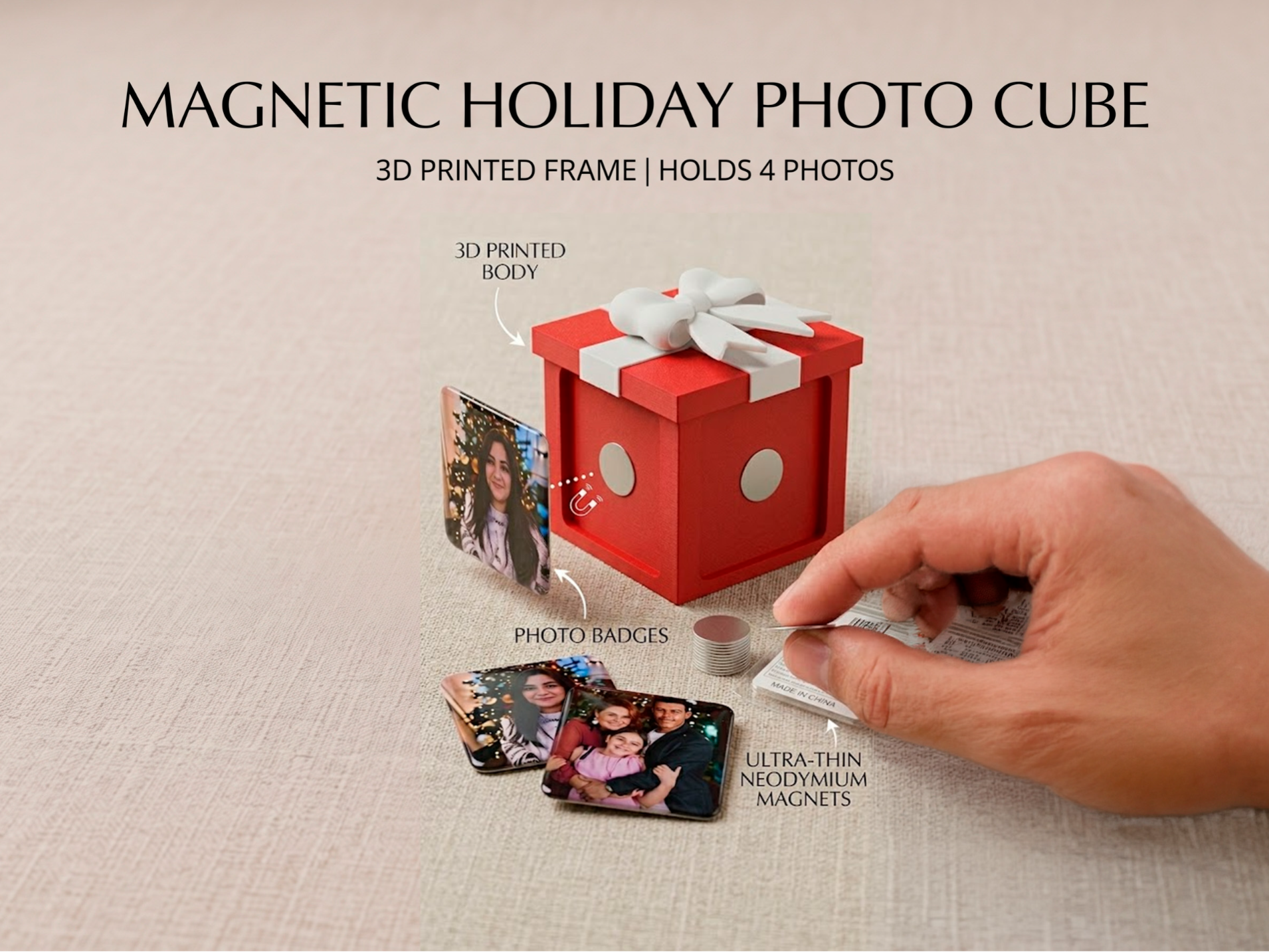 Magnetic Christmas Gift Photo Cube 3D model
