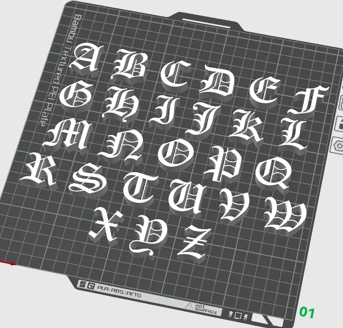 Gothic Lettering Printable medival gothic lettering - Free 3D Print Model - MakerWorld